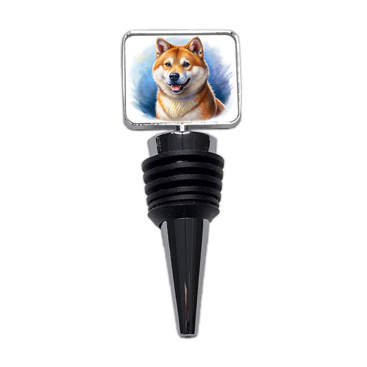 Shiba Inu Dog Illustration Wine Bottle Stopper