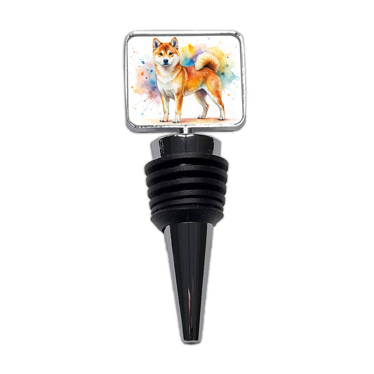 Shiba Inu Dog Watercolor Style Wine Bottle Stopper