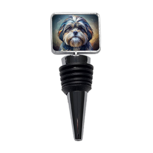 Shih Tzu Dog Abstract Stylized Art Wine Bottle Stopper