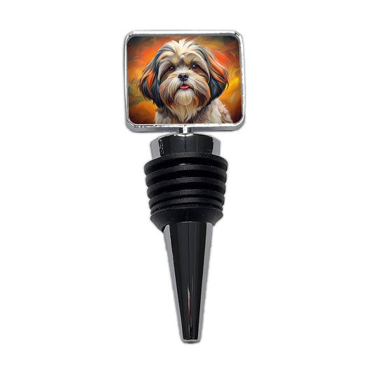 Shih Tzu Dog Expressionism Art Wine Bottle Stopper