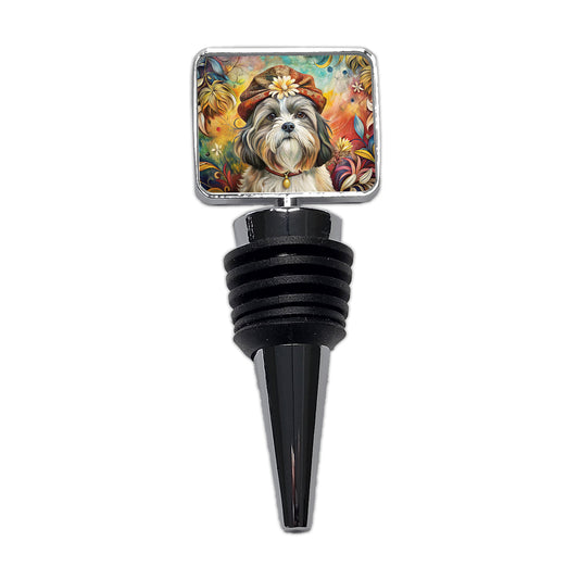 Shih Tzu Dog French Bohemian Art Wine Bottle Stopper