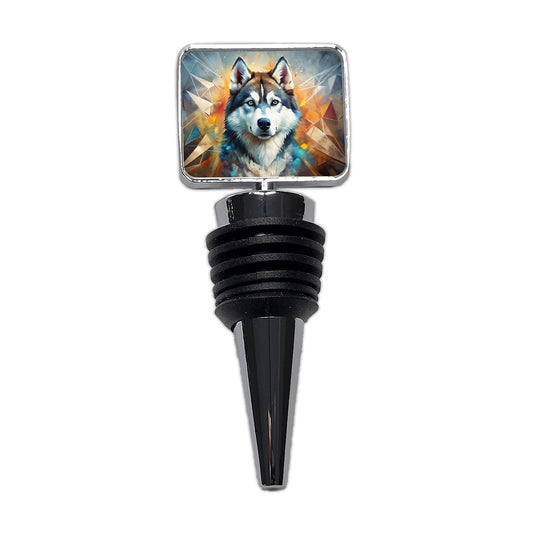 Siberian Husky Dog Abstract Art Wine Bottle Stopper