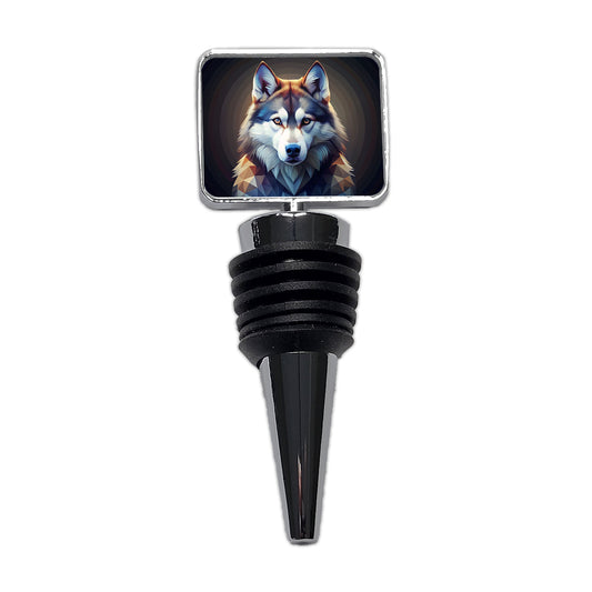 Siberian Husky Dog Abstract Stylized Art Wine Bottle Stopper