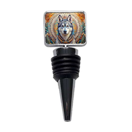 Siberian Husky Dog Bohemian Art Wine Bottle Stopper