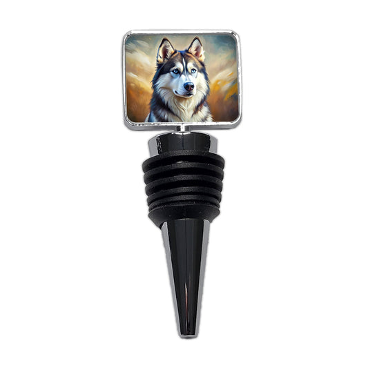 Siberian Husky Dog Expressionism Art Wine Bottle Stopper