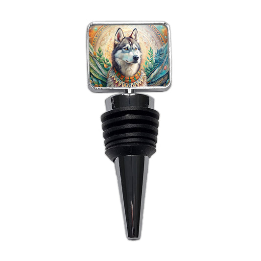 Siberian Husky Dog French Bohemian Art Wine Bottle Stopper