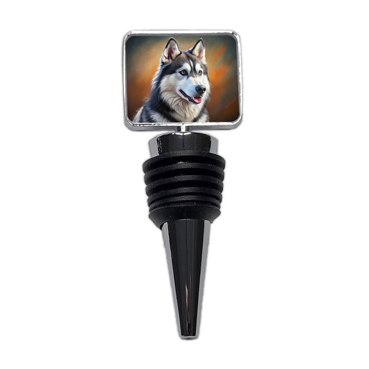 Siberian Husky Dog Illustration Wine Bottle Stopper