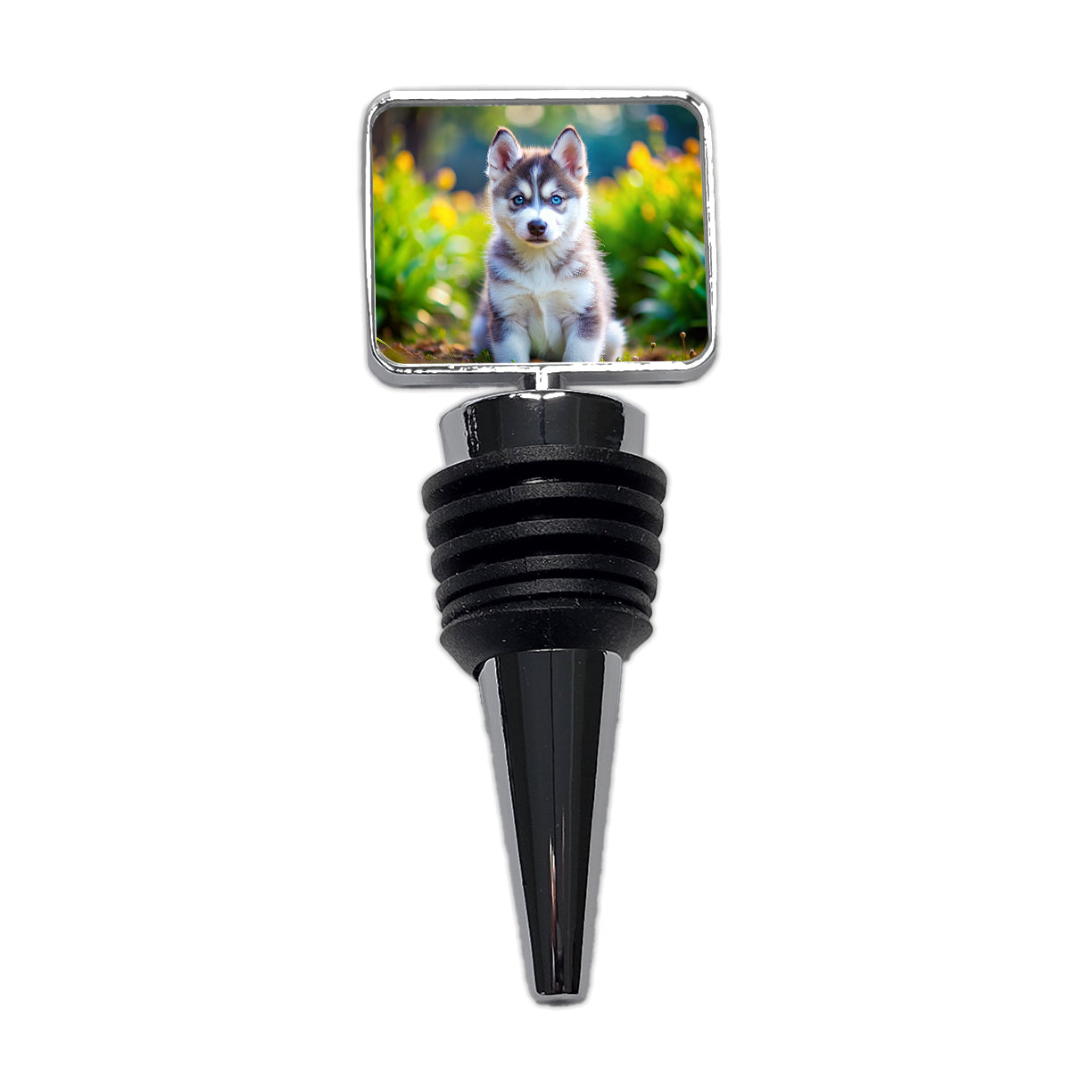Siberian Husky Dog Puppy Photo Wine Bottle Stopper
