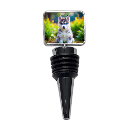 Siberian Husky Dog Puppy Photo Wine Bottle Stopper
