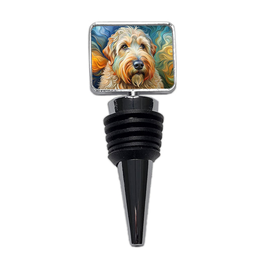 Soft Coated Wheaten Terrier Dog Abstract Art Wine Bottle Stopper