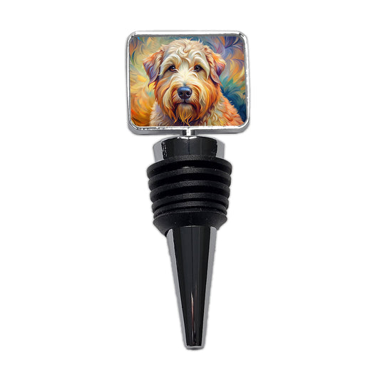 Soft Coated Wheaten Terrier Dog Expressionism Art Wine Bottle Stopper