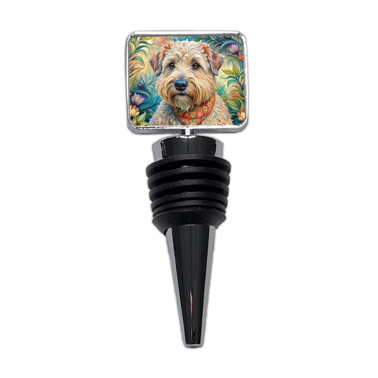Soft Coated Wheaten Terrier Dog French Bohemian Art Wine Bottle Stopper