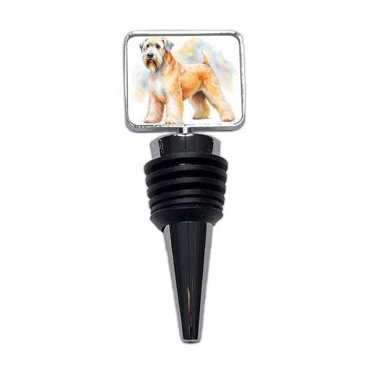 Soft Coated Wheaten Terrier Dog Watercolor Style Wine Bottle Stopper