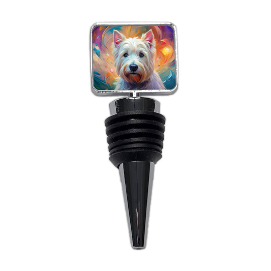 West Highland White Terrier Westie Dog Abstract Art Wine Bottle Stopper
