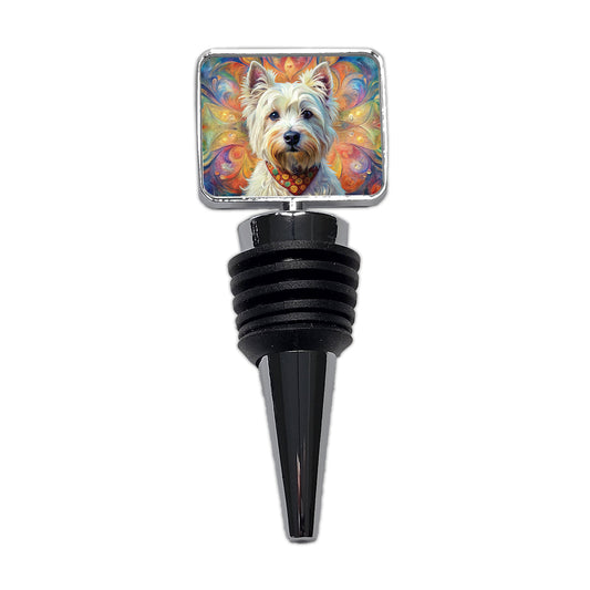 West Highland White Terrier Westie Dog Bohemian Art Wine Bottle Stopper