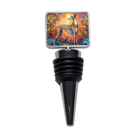 Whippet Dog Bohemian Art Wine Bottle Stopper