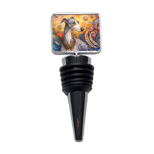 Whippet Dog French Bohemian Art Wine Bottle Stopper