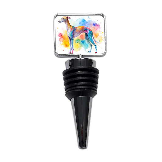 Whippet Dog Watercolor Style Wine Bottle Stopper