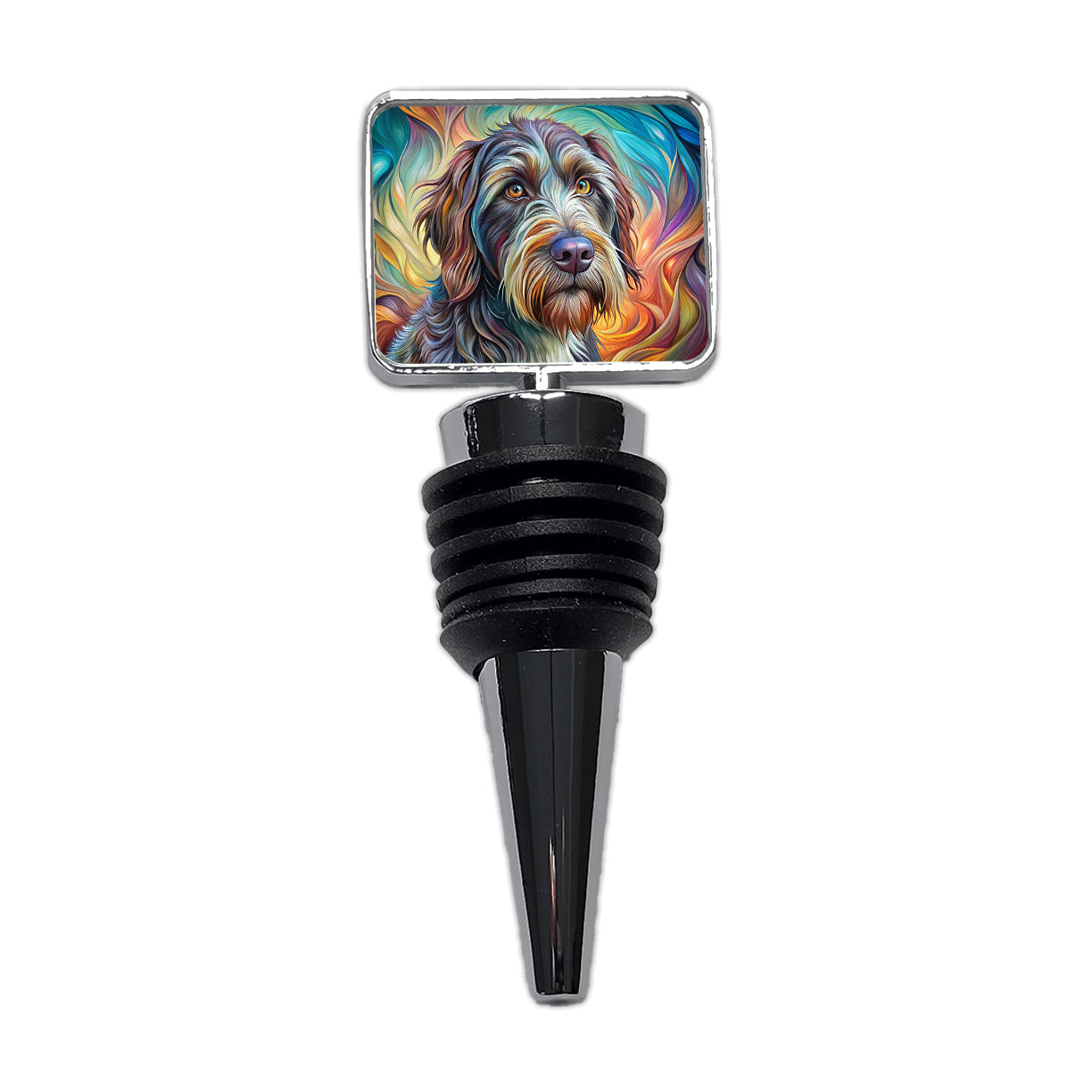 Wirehaired Pointing Griffon Dog Abstract Art Wine Bottle Stopper