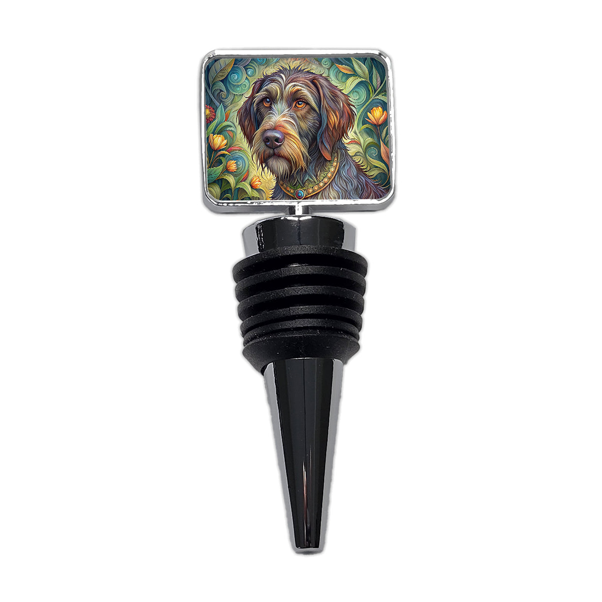 Wirehaired Pointing Griffon Dog Art Nouveau Wine Bottle Stopper