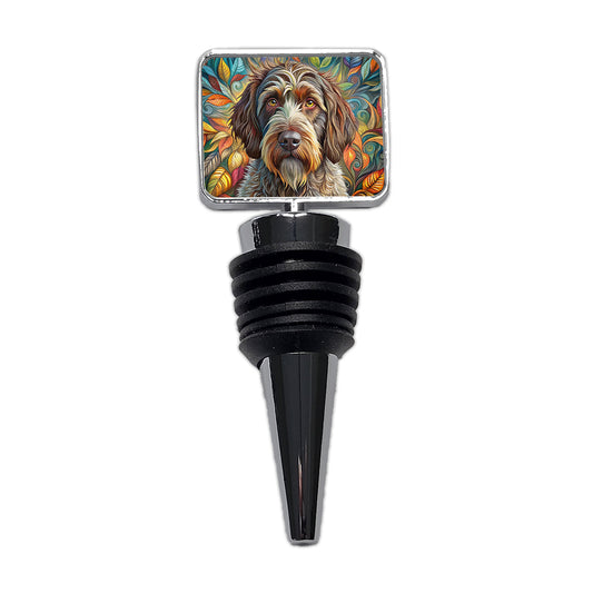 Wirehaired Pointing Griffon Dog Bohemian Art Wine Bottle Stopper