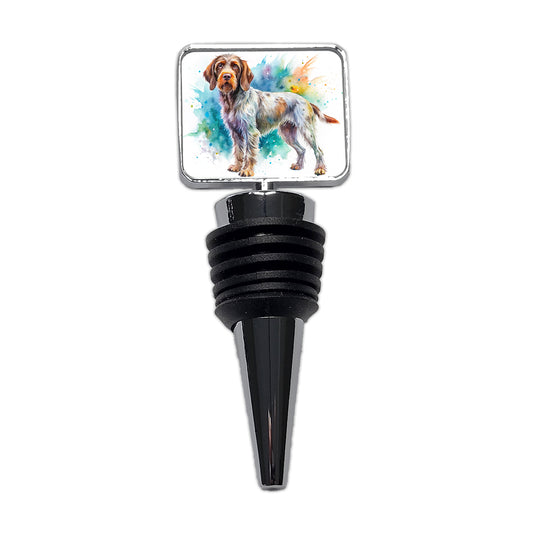 Wirehaired Pointing Griffon Dog Watercolor Style Wine Bottle Stopper
