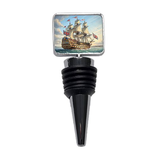 18th Century Warship British Sailing Ship Of The Line Wine Bottle Stopper