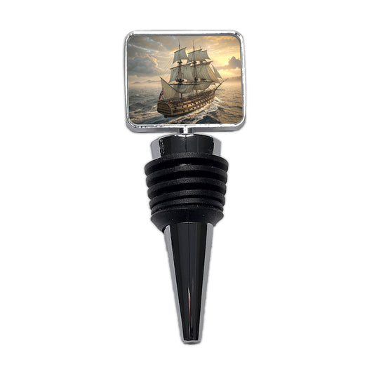 18th Century Warship Ship Of The Line At Sea Wine Bottle Stopper