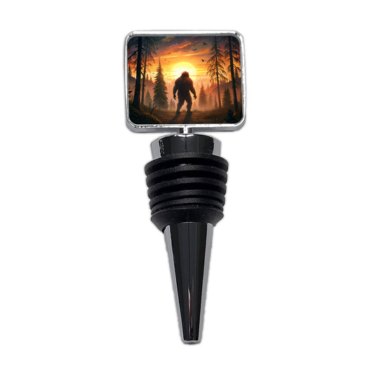 Bigfoot Walking In The Woods At Sunset Wine Bottle Stopper