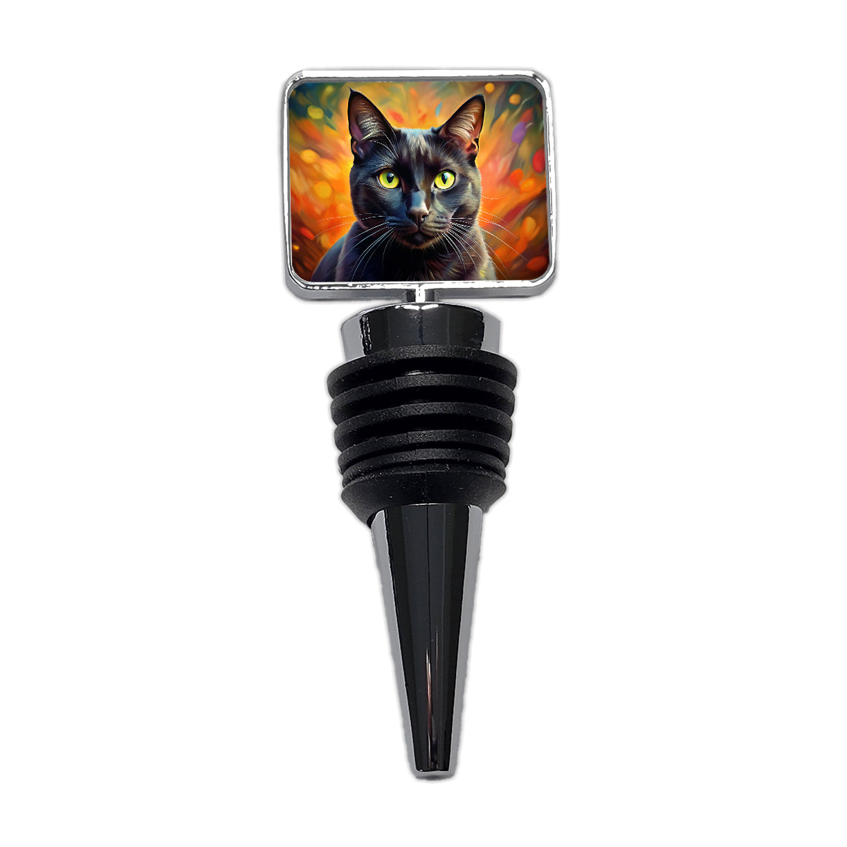 Black Cat Colorful Contemporary Style Art Wine Bottle Stopper