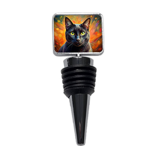 Black Cat Colorful Contemporary Style Art Wine Bottle Stopper