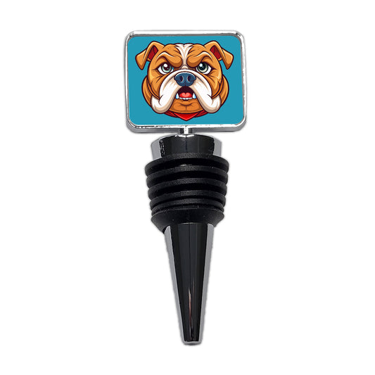 Bulldog Face Mascot Cartoon Wine Bottle Stopper