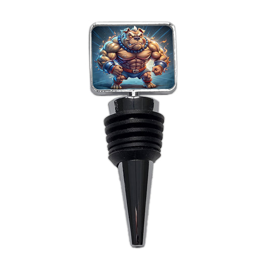 Bulldog With Huge Muscles Cartoon Wine Bottle Stopper