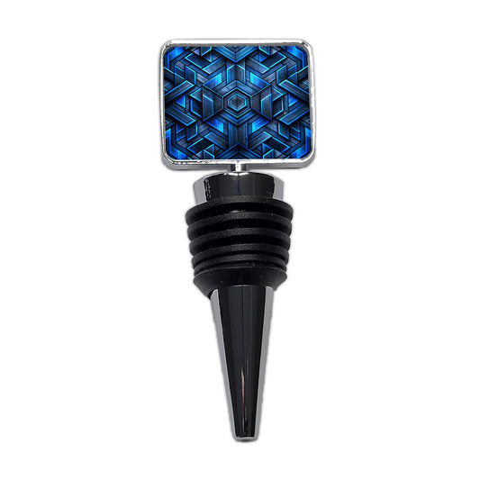 Chunky Angular Black And Blue Design Pattern Wine Bottle Stopper