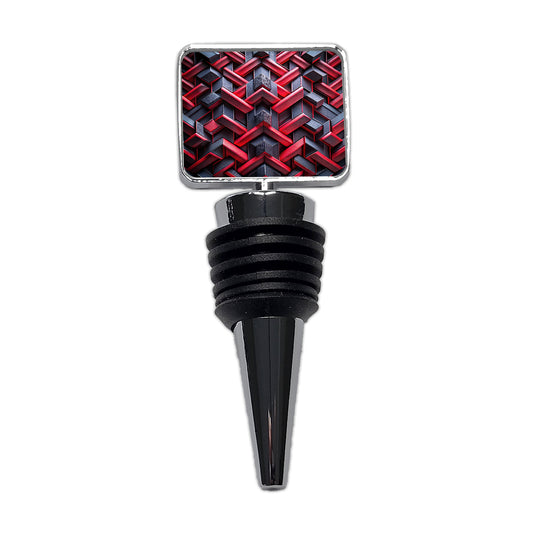 Chunky Angular Black And Red Design Pattern Wine Bottle Stopper