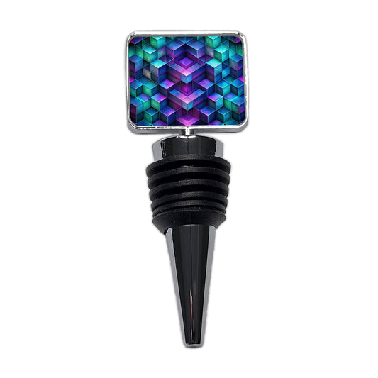 Chunky Angular Blue Purple Green Design Pattern Wine Bottle Stopper