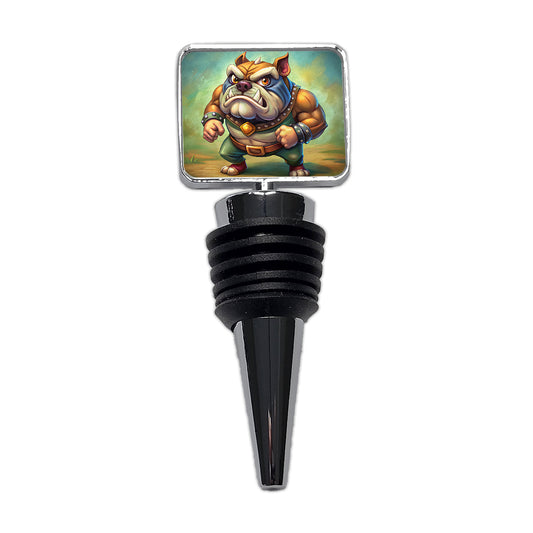 Fighting Bulldog Cartoon Wine Bottle Stopper