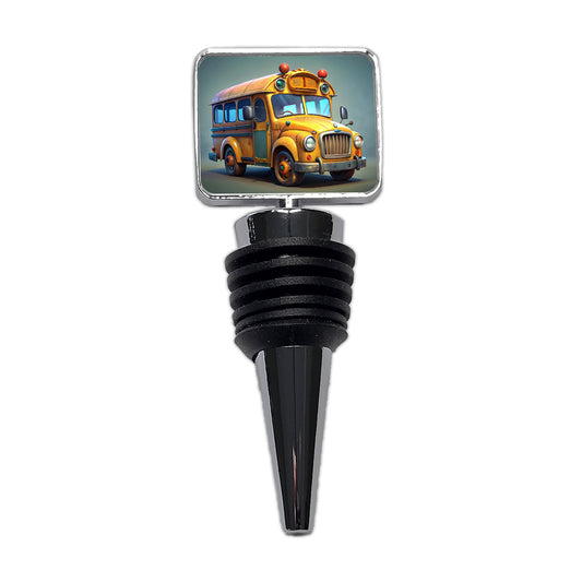 Funny School Short Bus Wine Bottle Stopper