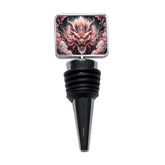 Japanese Asian Pink Spirit Dragon Art Wine Bottle Stopper