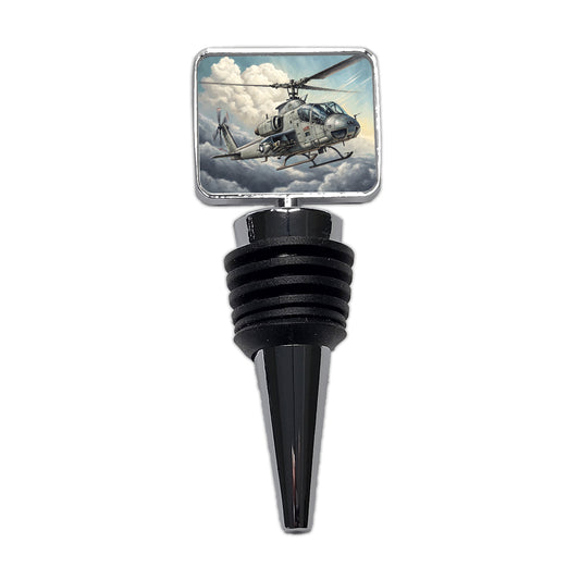 Military Attack Helicopter In Flight Wine Bottle Stopper