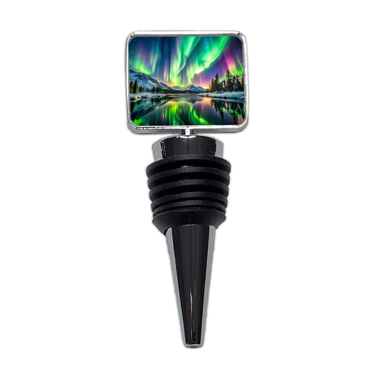 Northern Lights Over Lake Wine Bottle Stopper