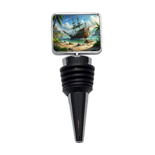 Pirate Sailing Ship Shipwreck Wine Bottle Stopper