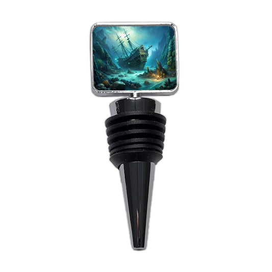Pirate Ship Shipwreck Under The Ocean Wine Bottle Stopper