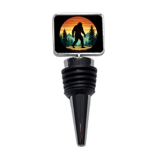 Retro Bigfoot Walking In The Forest Wine Bottle Stopper