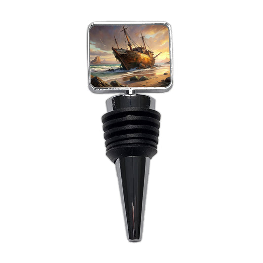 Shipwreck on the Beach Wine Bottle Stopper