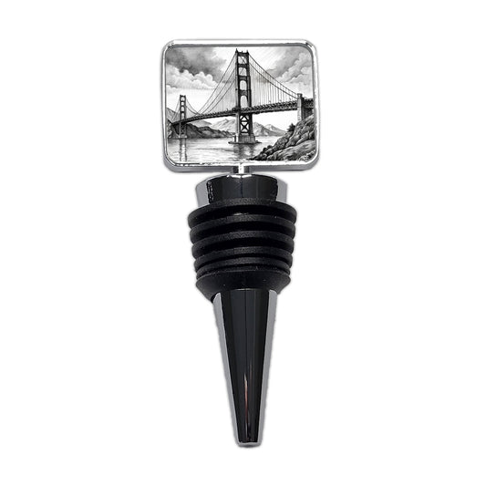 Sketch Of Golden Gate Bridge San Francisco California Wine Bottle Stopper