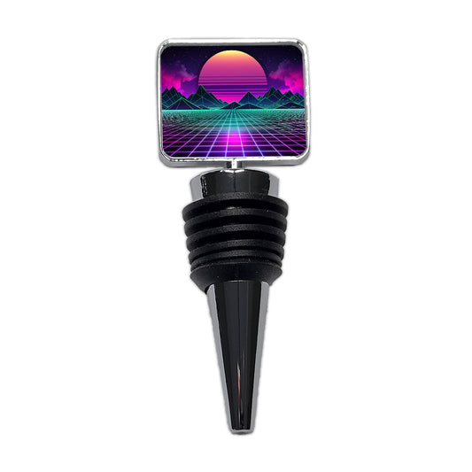 Vaporwave Retro Vector Vivid Landscape Wine Bottle Stopper