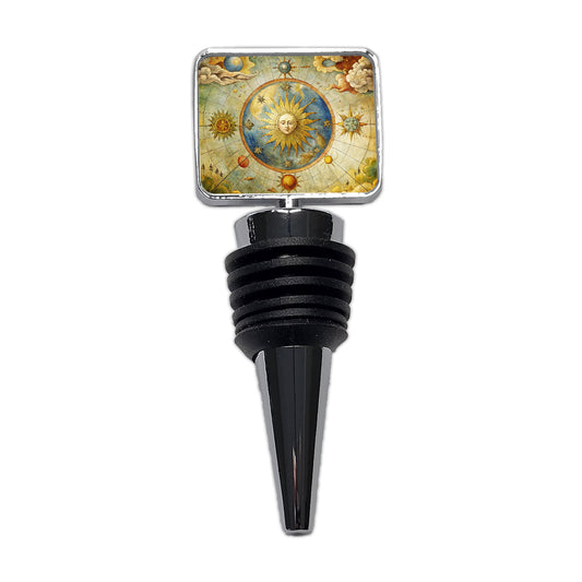 Vintage Sun Moon Celestial Map Wine Bottle Stopper