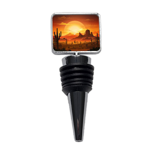 Wild West Sunset Southwest Landscape Silhouette Wine Bottle Stopper