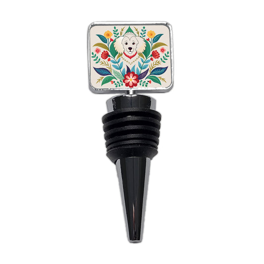 Cavachon Floral Motif Dog Wine Bottle Stopper